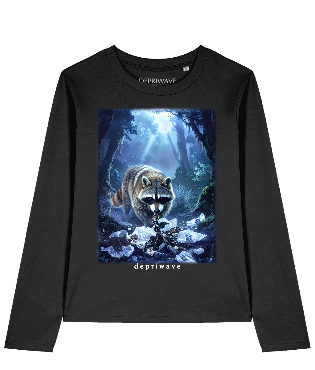 Fantasy Racoon longsleeve (zwart)
