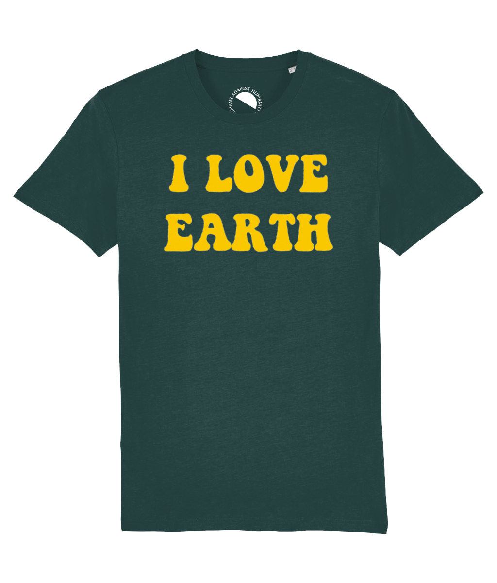 Humans Against Humanity - I Love Earth t-shirt (donkergroen)