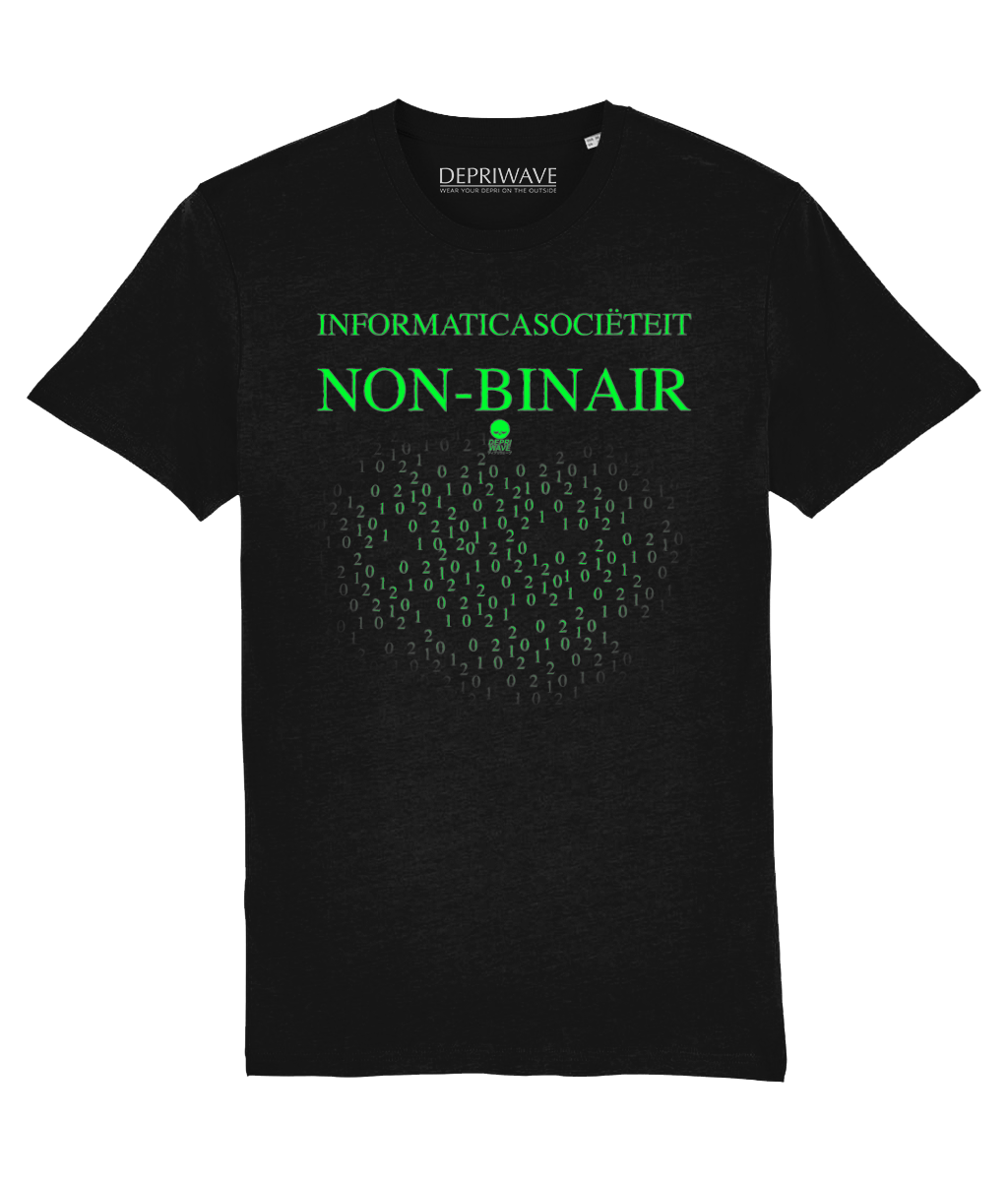 Informaticasociëteit Non-Binair t-shirt (zwart)