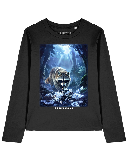 Fantasy Racoon longsleeve (zwart)