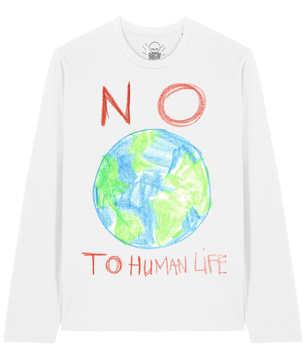 Depriwave & Rop van Mierlo - No To Human Life longsleeve(wit)