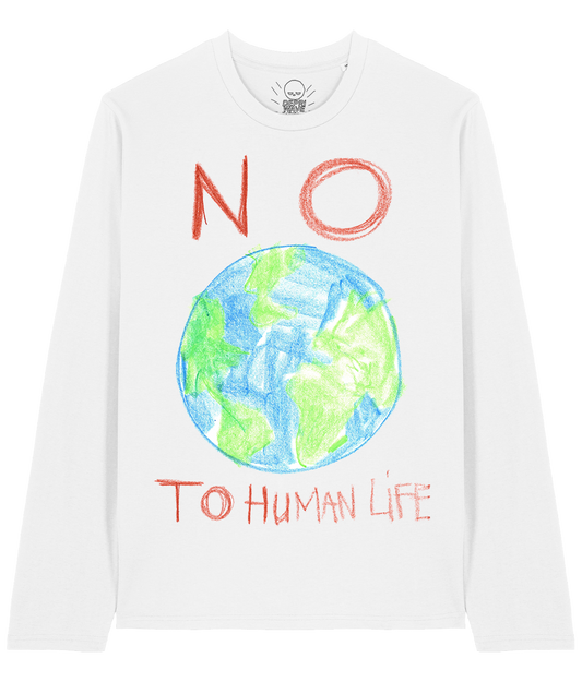 Depriwave & Rop van Mierlo - No To Human Life longsleeve(wit)
