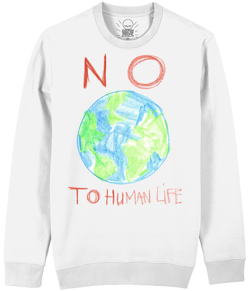 Depriwave & Rop van Mierlo - No To Human Life sweater (wit)