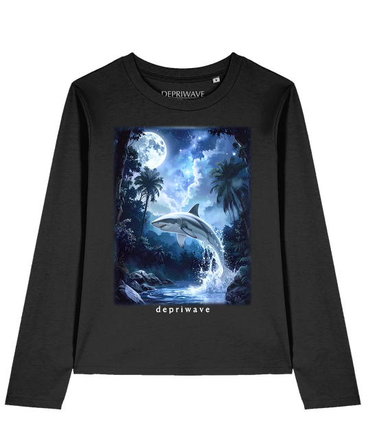 Fantasy Shark longsleeve (zwart)