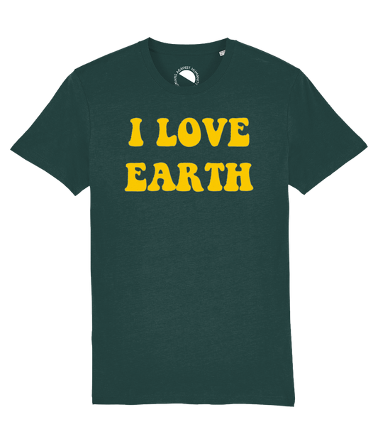 Humans Against Humanity - I Love Earth t-shirt (donkergroen)