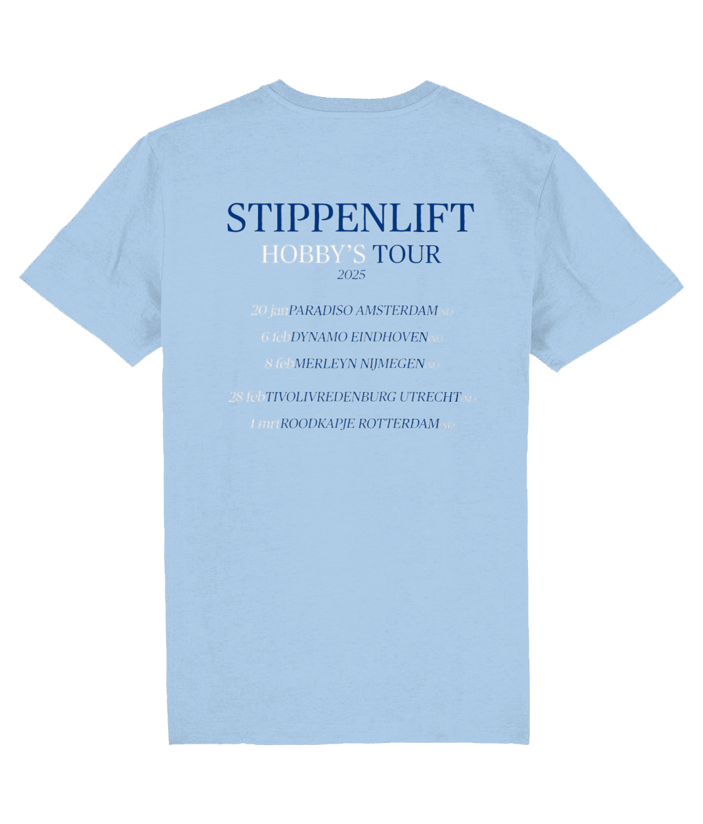 Stippenlift Hobby's Tour t-shirt (lichtblauw)