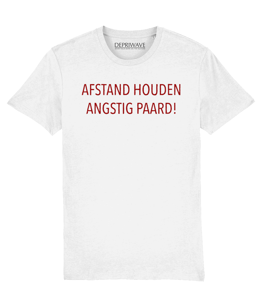 Afstand Houden Angstig Paard t-shirt (wit)