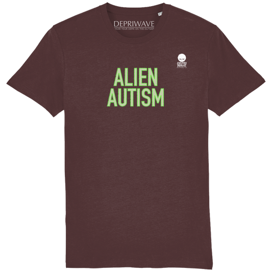 Alien Autism - t-shirt donkerrood