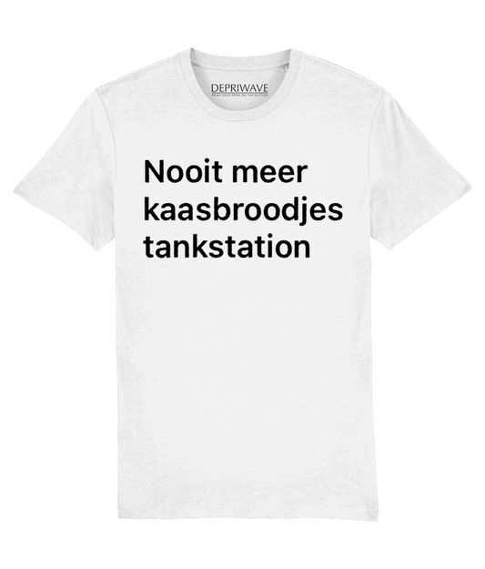 Nooit Meer Kaasbroodjes Tankstation t-shirt (wit)