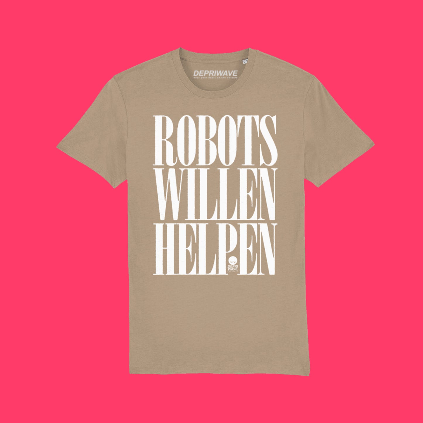 Robots Willen Helpen t-shirt (donkerbeige)